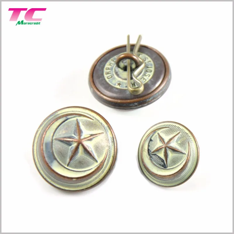 Metal Custom Brass Button With Embossed Logo Solid Brass Shank Button