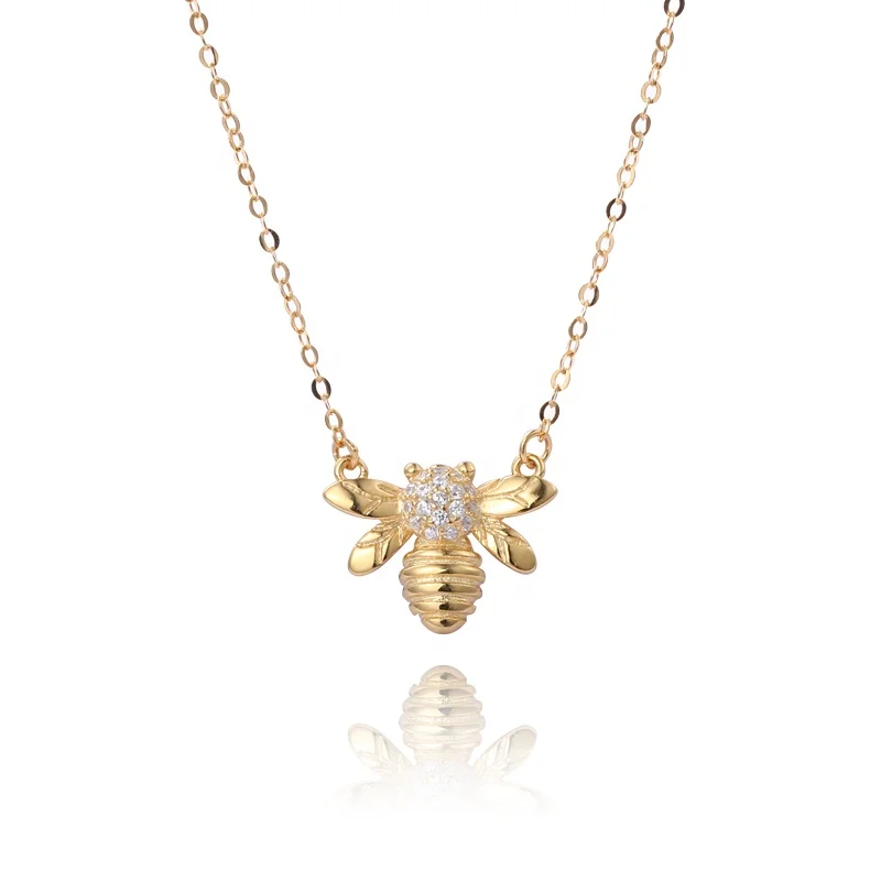 

Cute Animal Insect Bee Necklace 925 Sterling Silver Bee Jewelry Necklace For Ladies