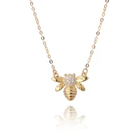 

Animal series 18K Gold Bee Pendant Women jewelry 925 Sterling Silver gold bee necklace