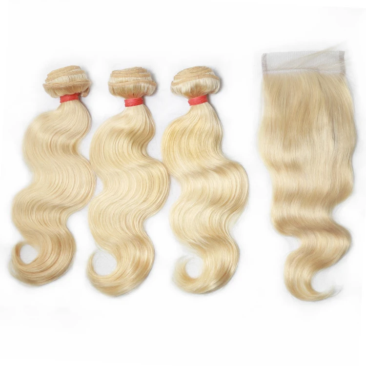 

XBL Free Shipping 70% Off 2018 Instagram Most Popular Hair Styles Blonde Hair Bundles With Closure, 613 blonde