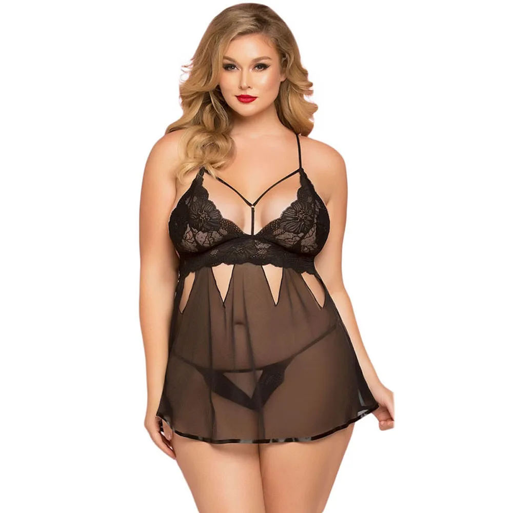 Plus Size Eye-catching Babydoll Set Lingerie Sleepwear