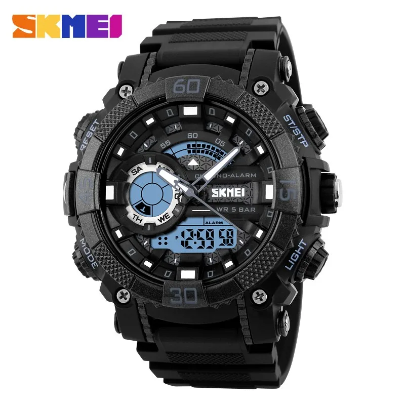 

SKMEI 1228 Men Sport Watch Chronograph Alarm Waterproof Relogio Masculino LED Digital Wristwatches Dual Display Watches