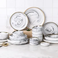 

Gold Plated Marble Party Set With High End Ceramic Tableware