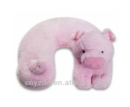 Hot U-shape pig travel neck pillow plush filled cotton memory foam neck pillow