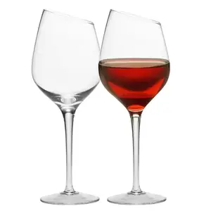 Image of Wholesale customized oblique rim crystal goblet wine glasses