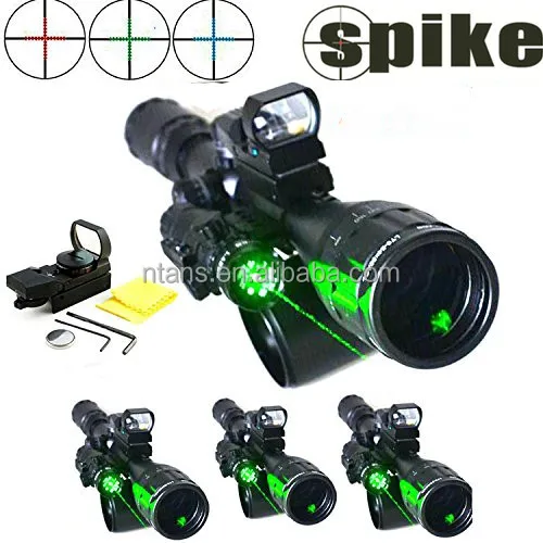 6-24x50 Red,green,blue Rifle Scope Riflescope Sight/1'' Ring 20mm+red dot reflex sight+green laser sight red dot & laser scope