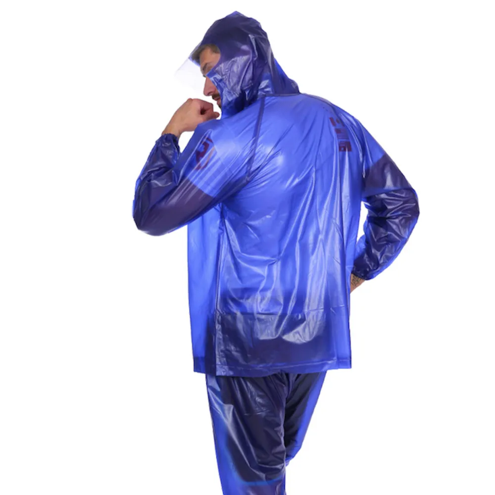 100 Waterproof Outdoor Work Adult Blue Rubber Pvc Raincoat Rain Suit