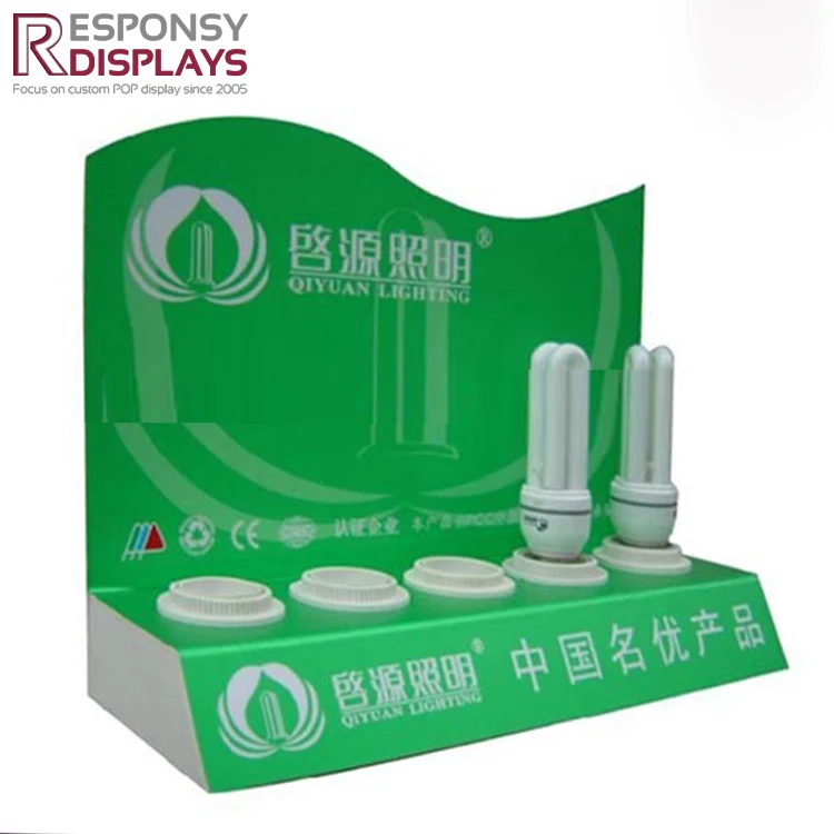 Store customized counter tube light lamp or bulb display stand