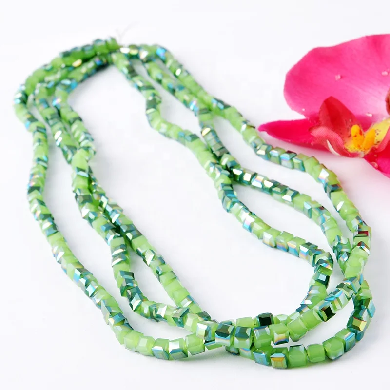 

Yiwu Wholesale Multicolor Cheap Crystal Glass Beads Square Shape Cube Beads, Choose colors