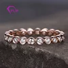 18K Rose Gold bezel set moissanite wedding band ring