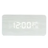 Zogifts White Wood LED Light Alarm Clock With Calendar/Time/Alarm Clock/Temp/Humidity Display & Sound Control