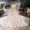 HTL132 Jancember Detachable fashion long sleeve luxury beach crystal mermaid wedding engagement dress