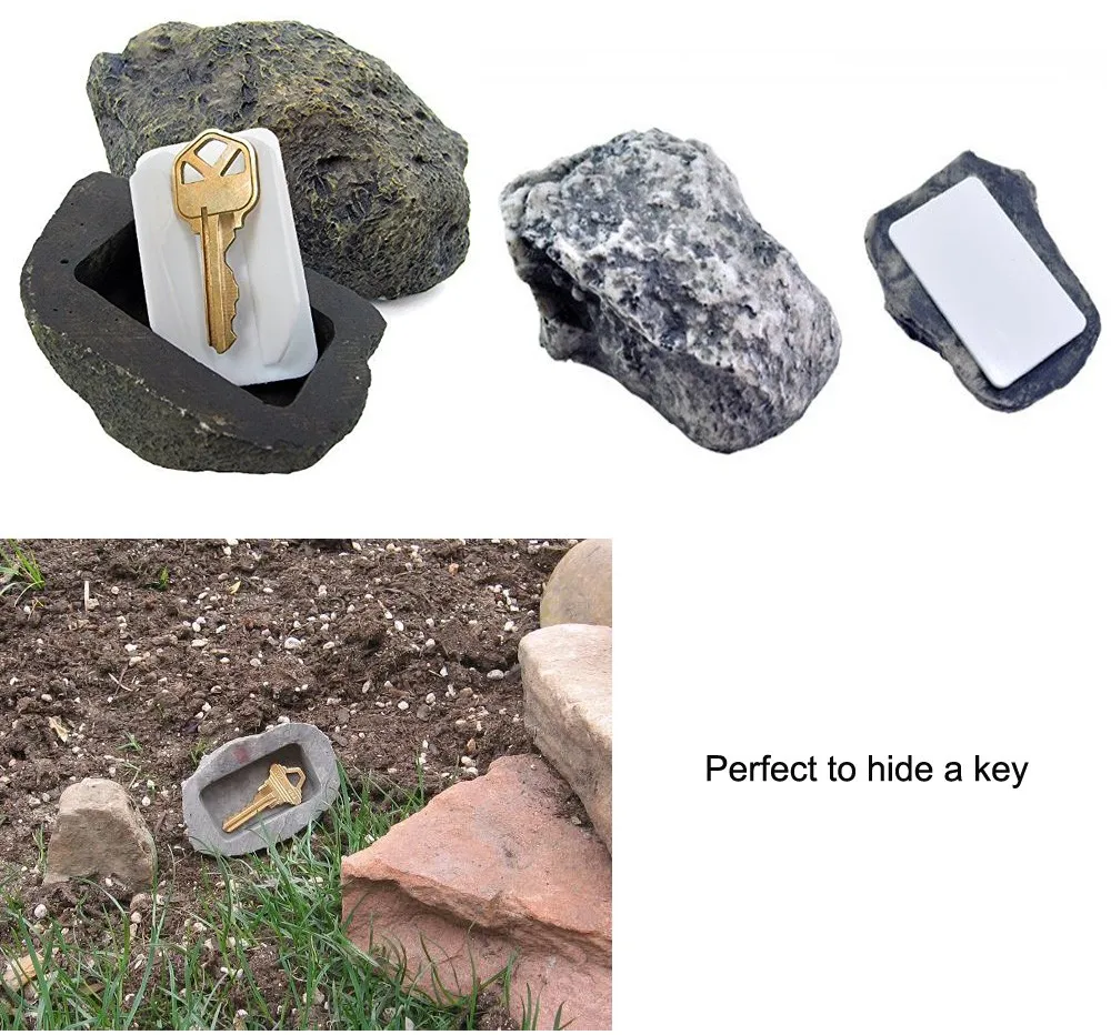 fake rock key holder