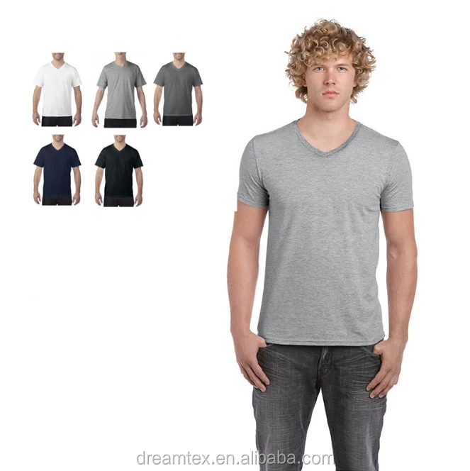 

custom cotton V neck blank plain men's t shirt wholesale