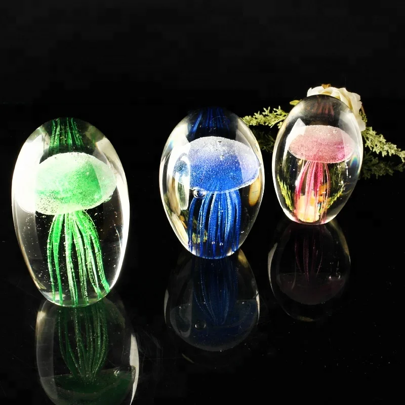 Colorful Decorative Crystal Jellyfish Light Jellyfish Paperweight For