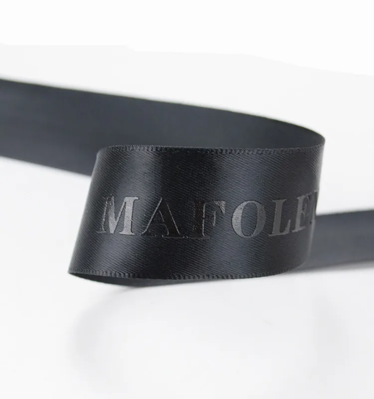 
Wholesale double faced custom printed black polyester satin ribbon with logo 