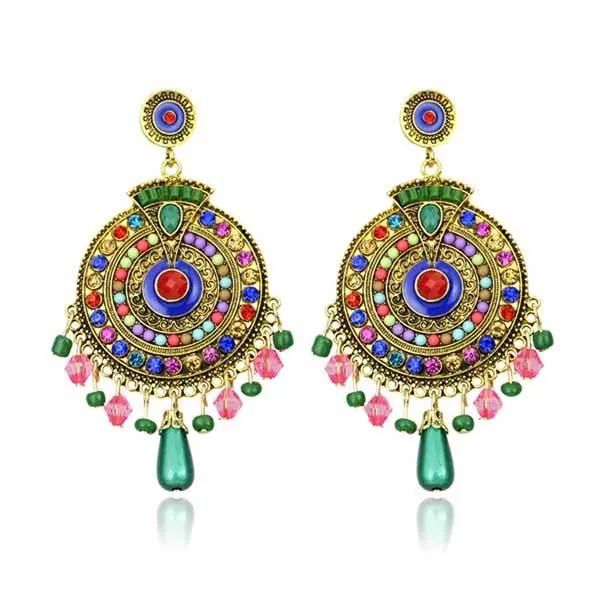 

Bohemian Style Long Pendant Earrings Vintage Gold Drop Earrings Jewelry (KER236), Same as the picture