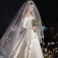 

Romantic outdoor simple wedding bridal veils long high quality bridal wedding accessories