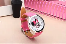 Ocasional Encantador Mickey Relógio Para Crianças Dos Desenhos Animados Relógios Das Senhoras Das Mulheres de Couro PU Vestido de Quartzo Relógio de Pulso Relogio feminino Reloj Mujer