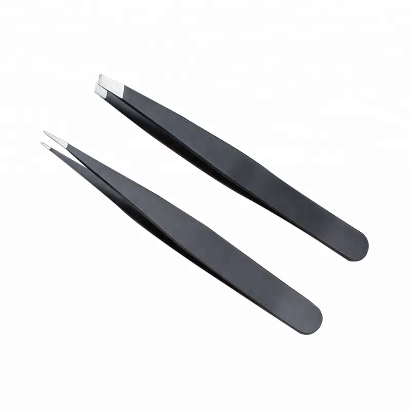 

ICEQUEEN high quality stainless steel black tweezers eyebrow clip set