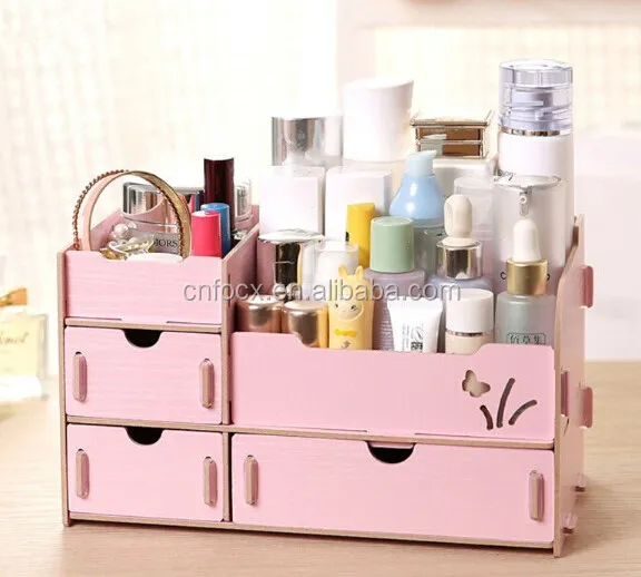 Diy Wood Cosmetic Desk Organizer Jewelry Storage Foldable Desk