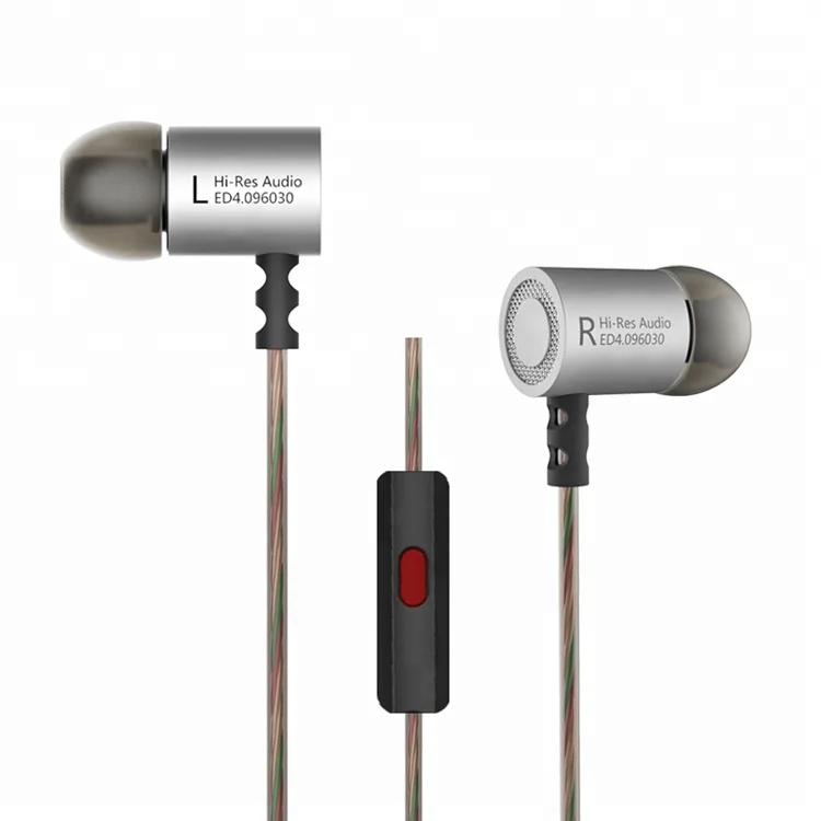 

3.5mm Subwoofer Earphone HiFi Alloy In Ear Earphone Headphone with Mic KZ ED4, Gray;silver