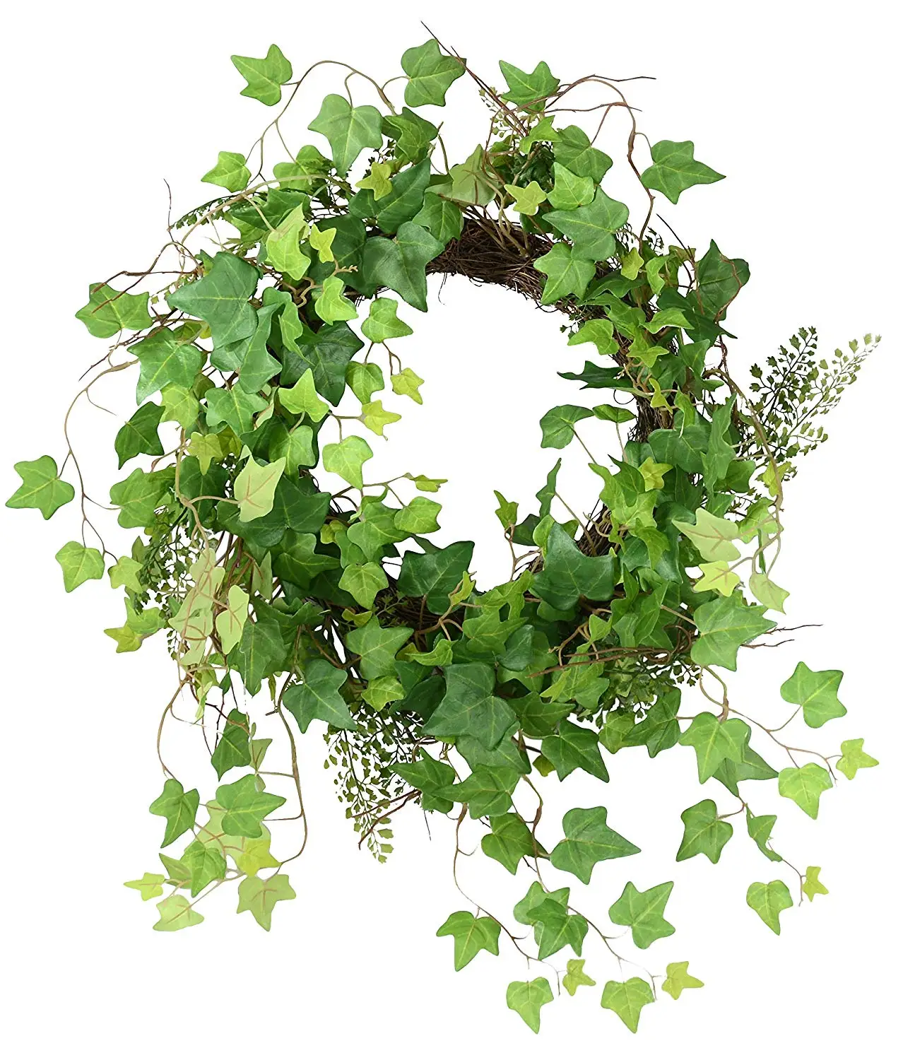 18 Diam Lush Mixed Artificial Floral LED Lighted Summer Door Wreath Decoration with Trailing Ivy