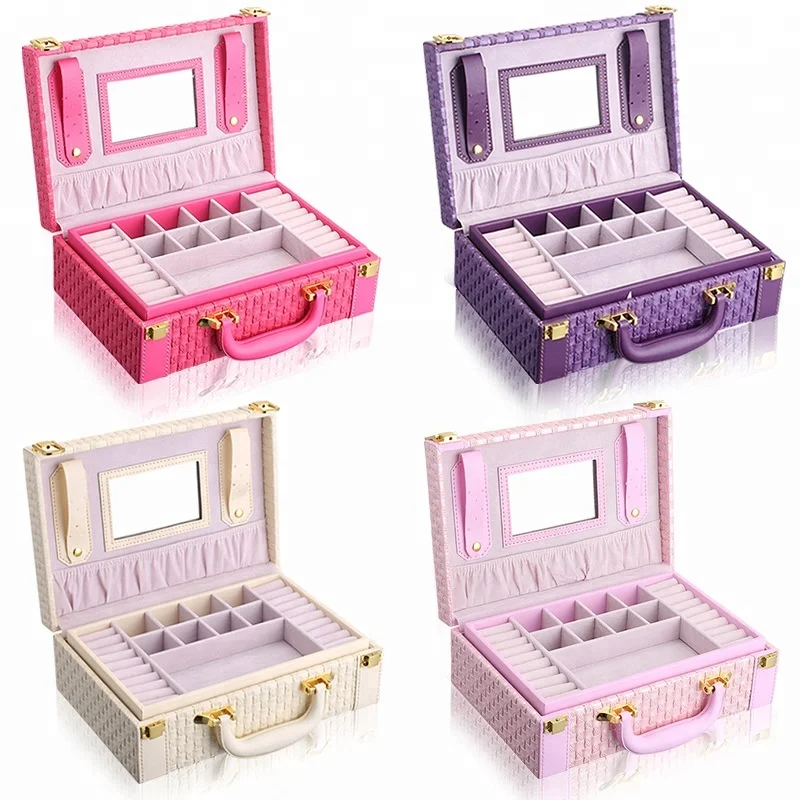 Elegant Portable Carrying Handmade Pu Leather Organizer Box Jewelry