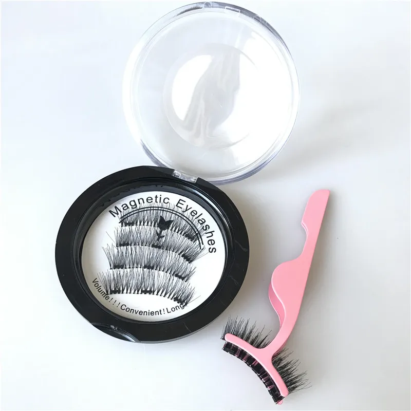 

Creative NEW trend handmade 3D mink natural silk magnetic eyelashes reusable eyelashes custom tweezers eyelash, Natural black