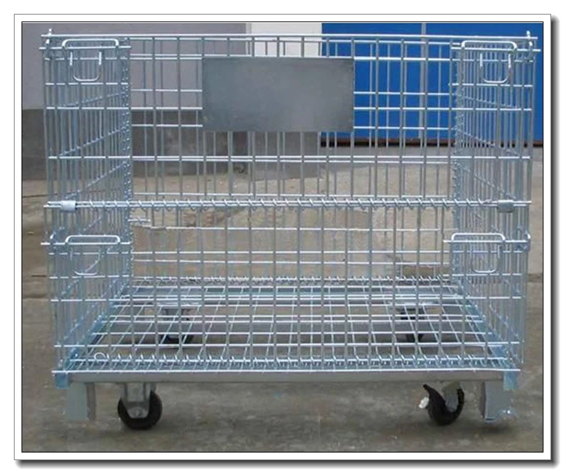 whole sale price foldable collapsible steel storage cage wire mesh container