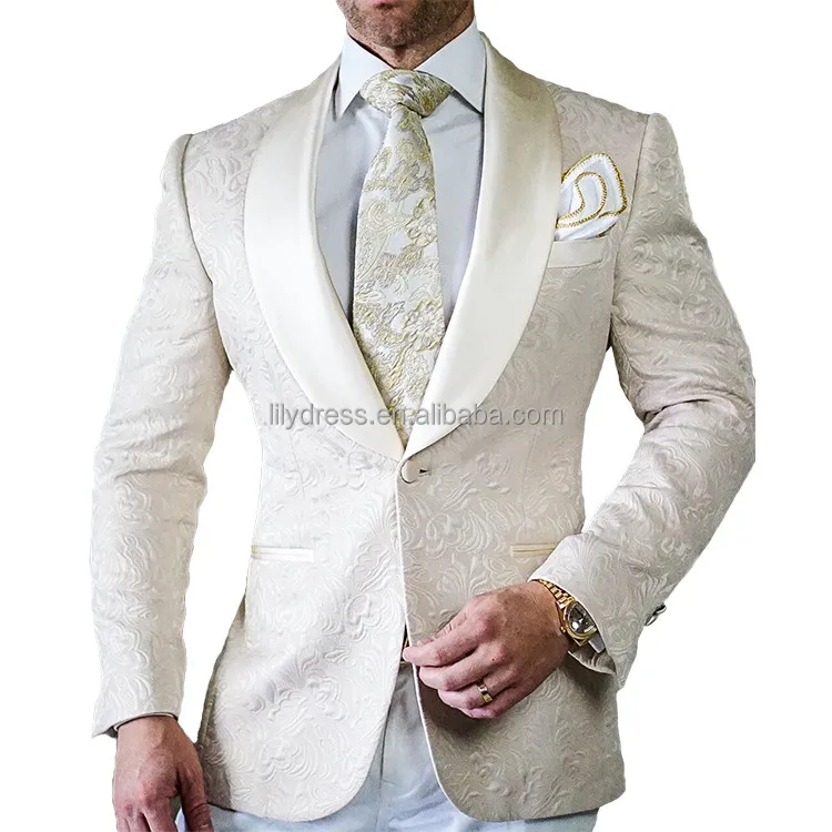 

HD067 Men Wedding Suits 2022 Ivory Men Suits Slim Fit Groom Tuxedos Groomsman Blazer suits for men 2 piece (Jacket+Pants), Per the request