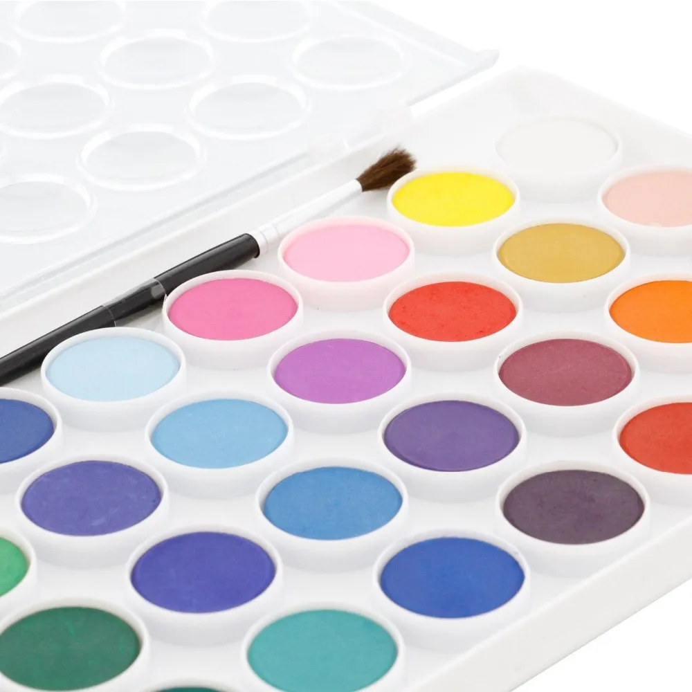 36 Color Watercolor Artist Paint Set With Plastic Palette Lid Case And