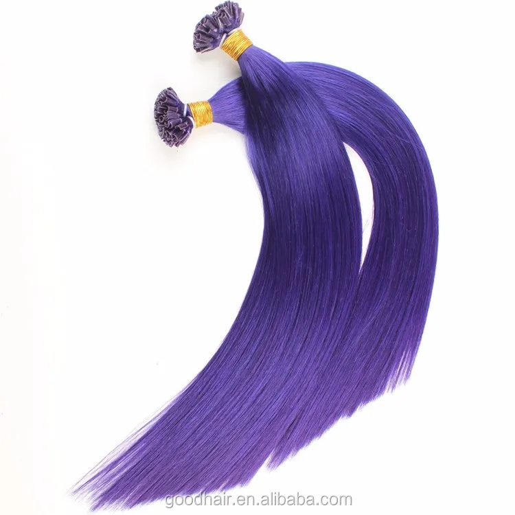 Keratin U Tip Pre-bonded Double Drawn Hair Extension Purple Human Hair Weave  - Buy Hair Extension,Double Drawn Hair Extensions,U Tip Hair Extension  Product on 