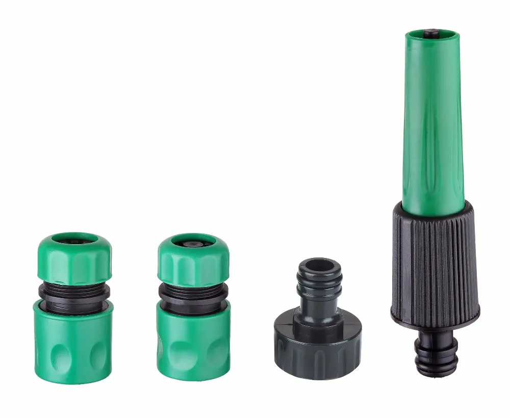 12 Plastic 4 Pcs Hose Nozzle Set With Straight Nozzle And Quick Connector For Garden Watering 3726