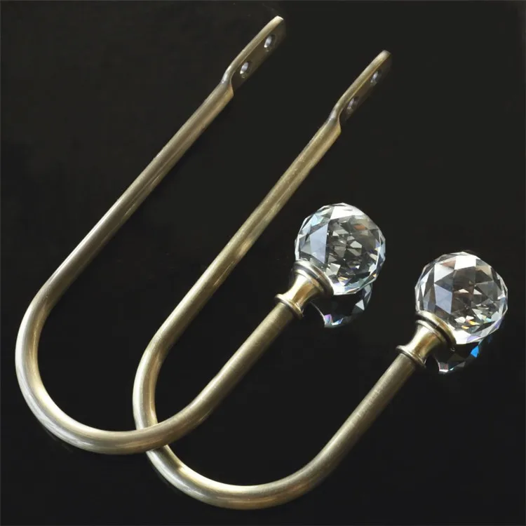 5 Colors Metal Crystal Ball U Hooks Holder Curtain Holdback Tassel Wall