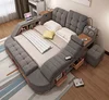 2018 Hot sale Multifunction leather And fabric bed with massager/LED/Locker/USB audio for bedroom furniture