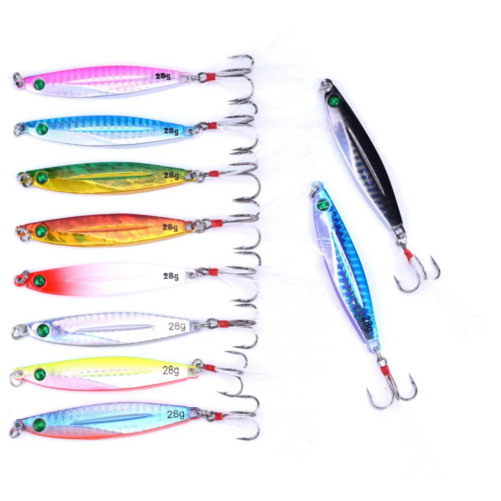 

10Pcs/Pack Fish Bait Jig with Treble Hook Hard Lead Fish Lures Crank Baits, N/a
