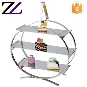 Image of Wedding decoration party supplies 3 tier rectangular hammered buffet food serving platter afternoon high tea cake display stand