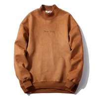 

Crew Neck Graphic Print Suede Sweatshirt