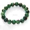 10mm nice natural faceted ruby fuchsite elastic wire gemstone bracelet