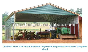 30 36 10 Triple Wde Vertical Roof Metal Carport With One Panel