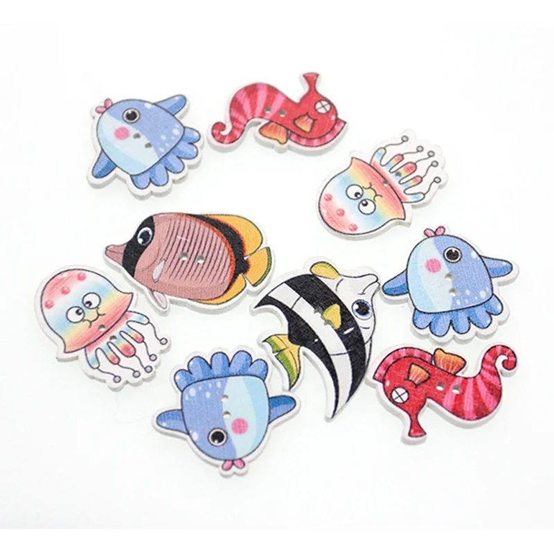 

12kinds Wholesale cute design fish/cat/butterfly animal style 2 holes Wood buttons for dress decoration, As pic