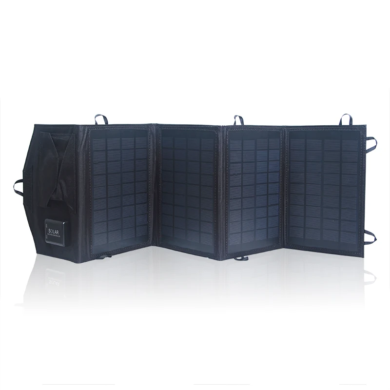 
14W folding solar mobile phone chargers solar usb charger with dual usb for outdoor camping travelling 
