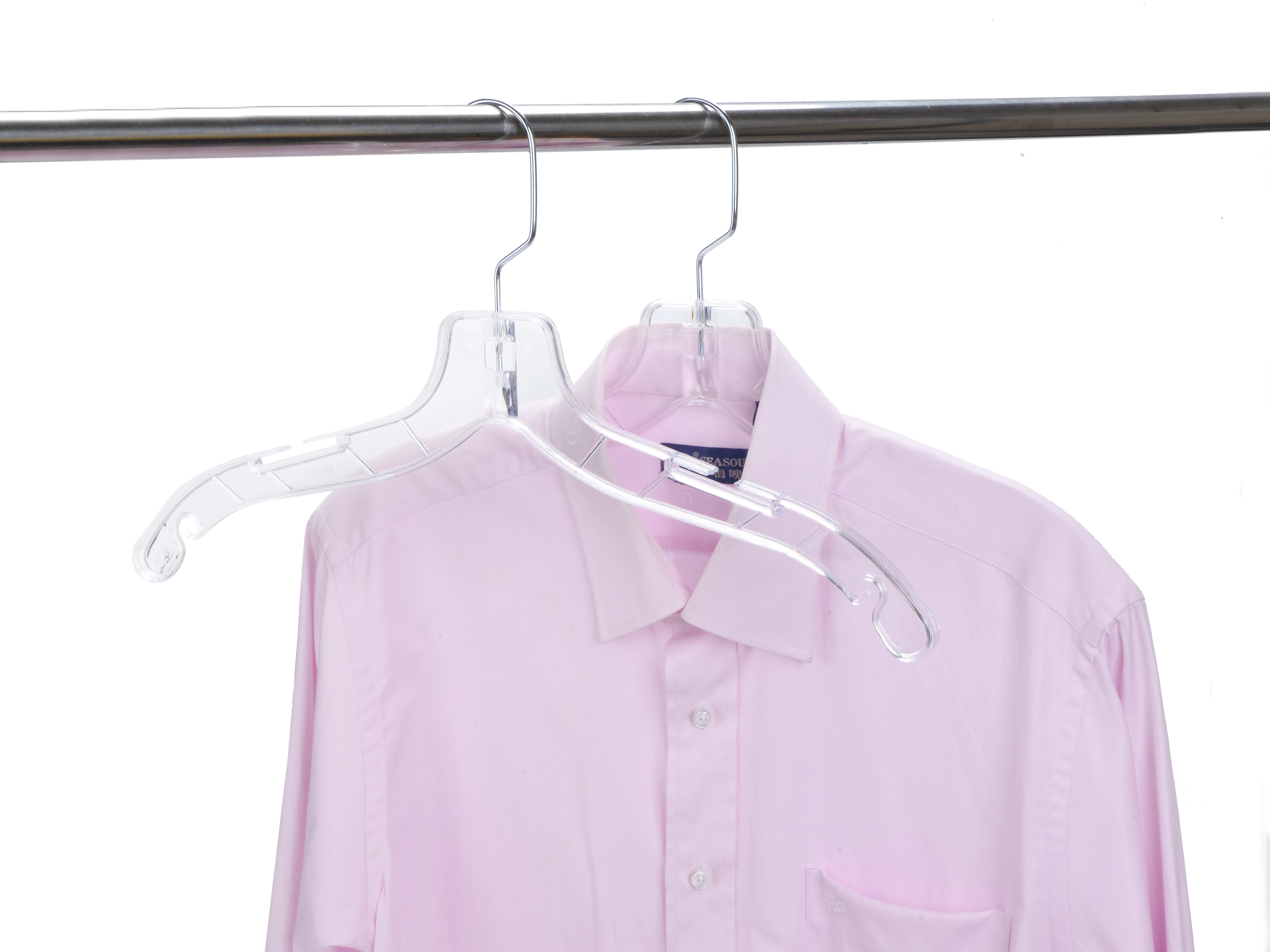 Heavy Duty 17" Clear Crystal Plastic Hangers With 360 Degree Chrome