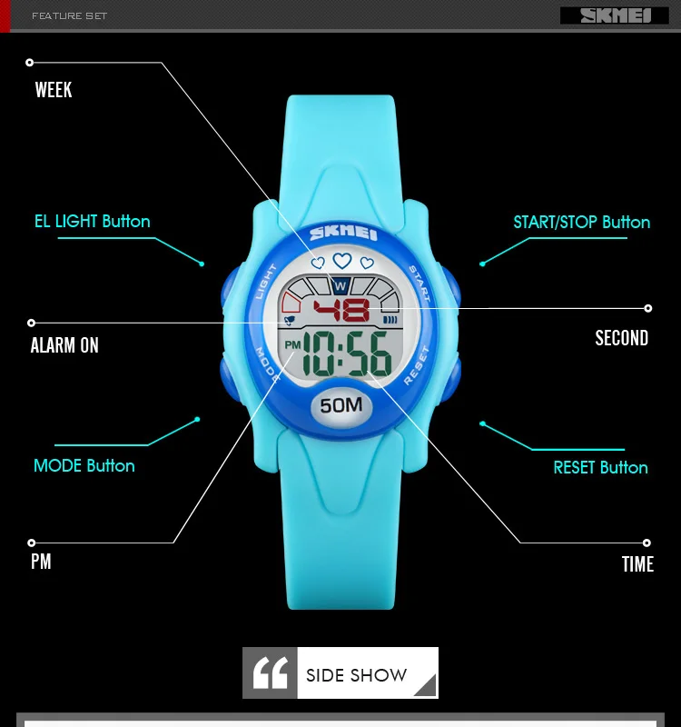 Skmei 1478 цифровые часы для девочек, детские наручные часы, спортивные силиконовые часы