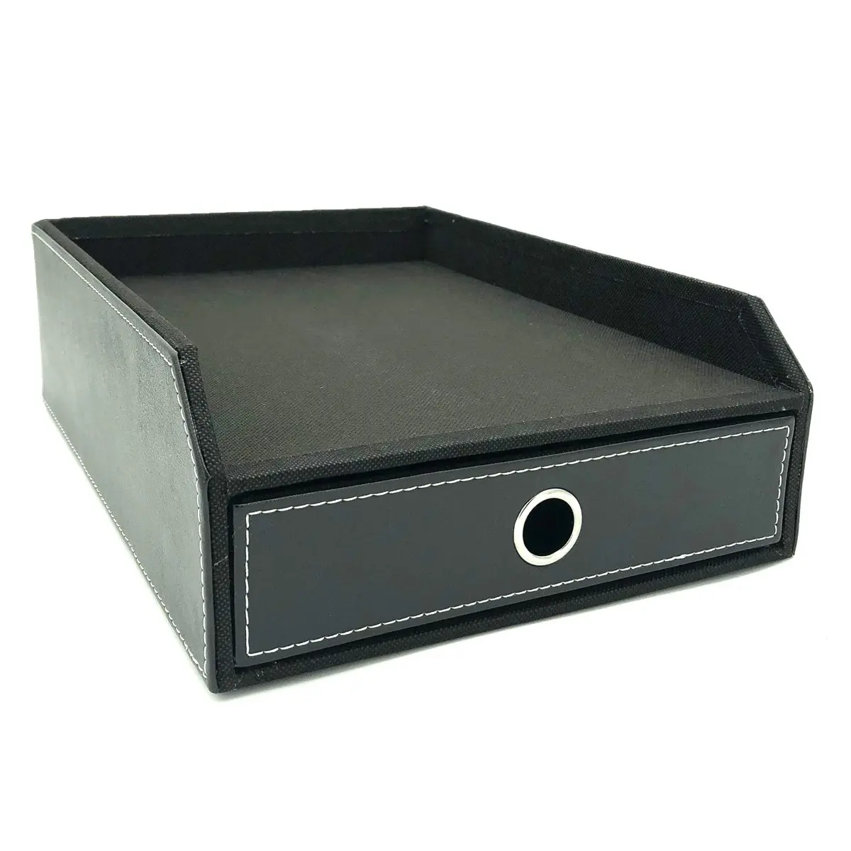 
Three-layer Business leather file rack desktop storage rack office supplies file basket file tray 