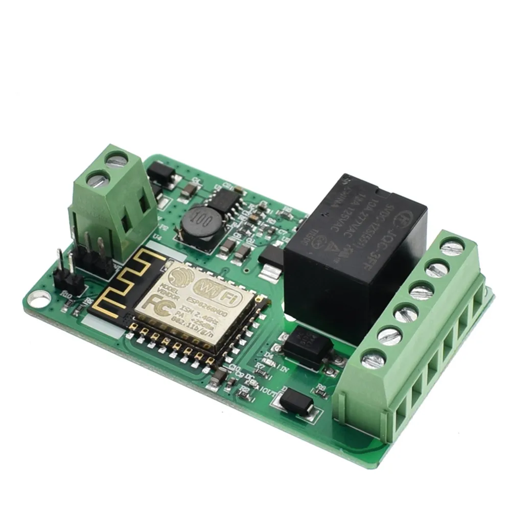 绿色esp8266 继电器模块 10a 220 v 网络中继 wifi 模块输入 dc 7 v