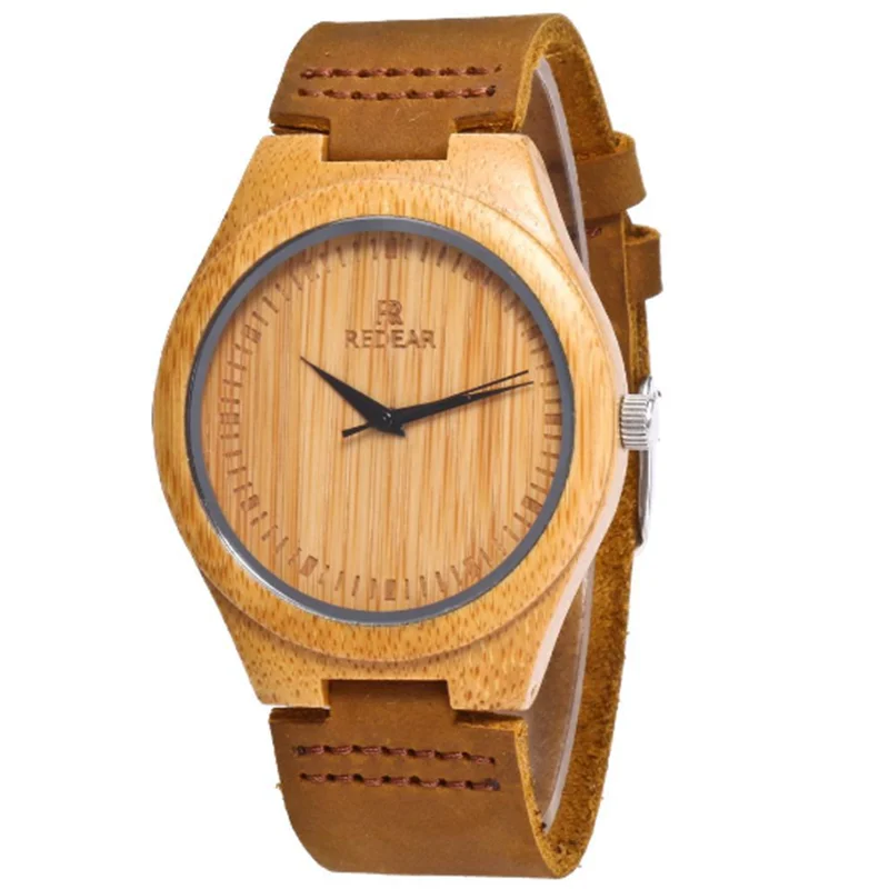 

2019 Hot Sell REDEAR Men's Unique Design Wooden Watches with Soft Leather Band Men Wristwatch relogio masculino erkek kol saati