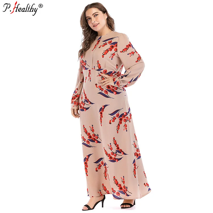 

Phealthy wholesale high quality fashion new design Muslim dress large size printed abaya dress