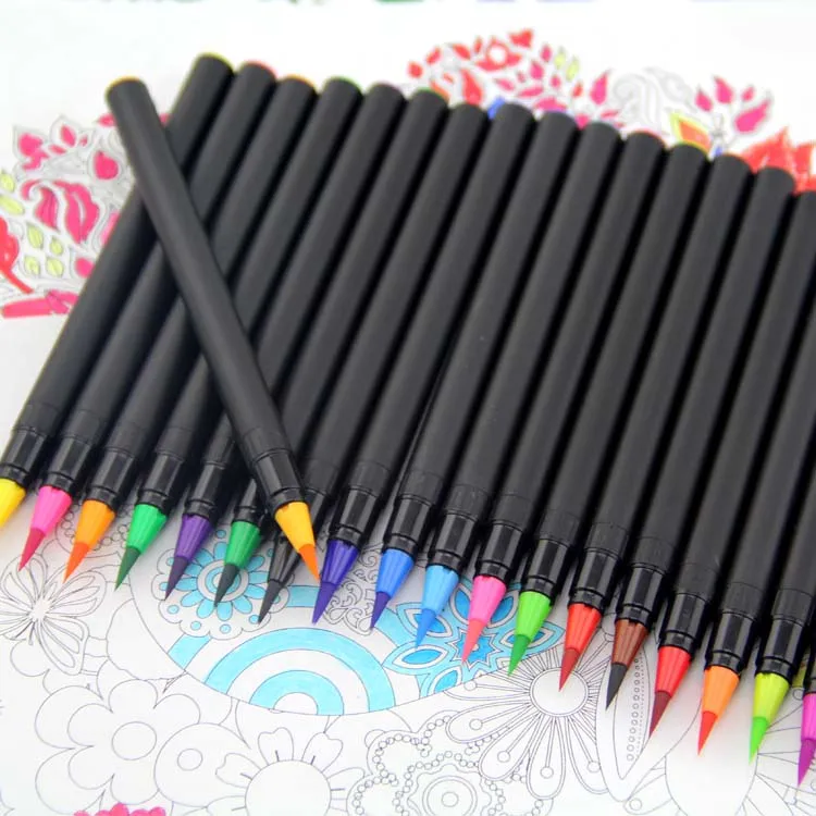 Watercolor Brush Tip Pen Set 20 Premium Assorted Colors Real Brush